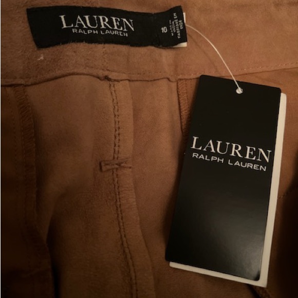 NWT Women’s Lauren Ralph Lauren Belted Suede Shorts Size 10 Light Brown - Picture 15 of 15